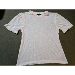 J Crew Pointelle Puff Sleeve Shirt White Size Small Feminine Coquette Dainty